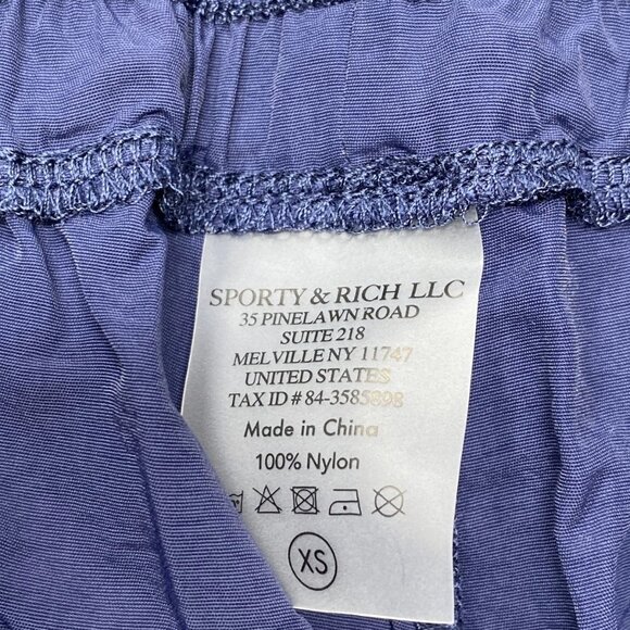 Sporty & Rich Women’s French Riviera Track Stripe Logo Shorts – Navy/White – XS - Picture 2 of 6